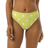 Autumn LeAnn Designs®  | Adult High Waisted Bikini Swim Bottoms, Polka Dots, Dolly Yellow & White