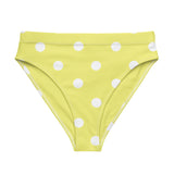 Autumn LeAnn Designs®  | Adult High Waisted Bikini Swim Bottoms, Polka Dots, Dolly Yellow & White