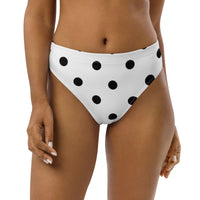 Autumn LeAnn Designs®  | Adult High Waisted Bikini Swim Bottoms, Polka Dots, White & Black