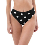 Autumn LeAnn Designs®  | Adult High Waisted Bikini Swim Bottoms, Polka Dots, Black & White