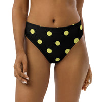 Autumn LeAnn Designs®  | Adult High Waisted Bikini Swim Bottoms, Polka Dots, Black & Yellow