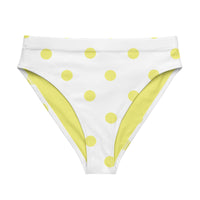 Autumn LeAnn Designs®  | Adult High Waisted Bikini Swim Bottoms, Polka Dots, White & Yellow