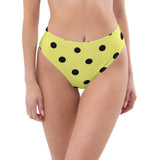 Autumn LeAnn Designs®  | Adult High Waisted Bikini Swim Bottoms, Polka Dots, Dolly Yellow & Black