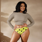 Autumn LeAnn Designs®  | Adult High Waisted Bikini Swim Bottoms, Polka Dots, Dolly Yellow & Black