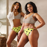 Autumn LeAnn Designs®  | Adult High Waisted Bikini Swim Bottoms, Polka Dots, Dolly Yellow & Black