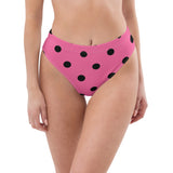 Autumn LeAnn Designs®  | Adult High Waisted Bikini Swim Bottoms, Polka Dots, Rose Pink & Black