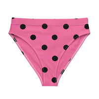 Autumn LeAnn Designs®  | Adult High Waisted Bikini Swim Bottoms, Polka Dots, Rose Pink & Black