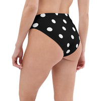 Autumn LeAnn Designs®  | Adult High Waisted Bikini Swim Bottoms, Polka Dots, Black & White