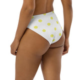 Autumn LeAnn Designs®  | Adult High Waisted Bikini Swim Bottoms, Polka Dots, White & Yellow