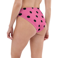 Autumn LeAnn Designs®  | Adult High Waisted Bikini Swim Bottoms, Polka Dots, Rose Pink & Black