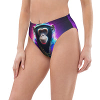 Autumn LeAnn Designs®  | Adult High Waisted Bikini Swim Bottoms, Monkey, Rainbow