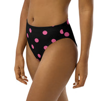 Autumn LeAnn Designs®  | Adult High Waisted Bikini Swim Bottoms, Polka Dots, Black & Pink