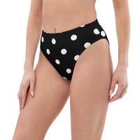 Autumn LeAnn Designs®  | Adult High Waisted Bikini Swim Bottoms, Polka Dots, Black & White