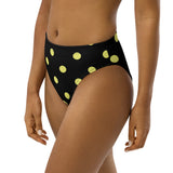 Autumn LeAnn Designs®  | Adult High Waisted Bikini Swim Bottoms, Polka Dots, Black & Yellow