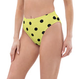 Autumn LeAnn Designs®  | Adult High Waisted Bikini Swim Bottoms, Polka Dots, Dolly Yellow & Black