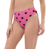 Autumn LeAnn Designs®  | Adult High Waisted Bikini Swim Bottoms, Polka Dots, Rose Pink & Black