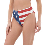 Autumn LeAnn Designs®  | Adult High Waisted Bikini Swim Bottoms, Stars & Stripes American Flag