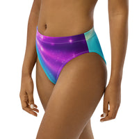 Autumn LeAnn Designs®  | Adult High Waisted Bikini Swim Bottoms, Rainbow Sparkle