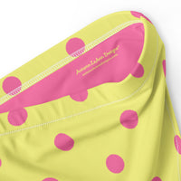 Autumn LeAnn Designs®  | Adult High Waisted Bikini Swim Bottoms, Polka Dots, Dolly Yellow & Pink