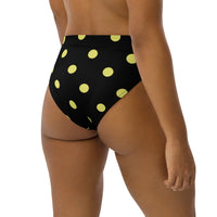 Autumn LeAnn Designs®  | Adult High Waisted Bikini Swim Bottoms, Polka Dots, Black & Yellow