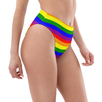 Autumn LeAnn Designs®  | Adult High Waisted Bikini Swim Bottoms, Stripes, Rainbow