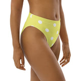 Autumn LeAnn Designs®  | Adult High Waisted Bikini Swim Bottoms, Polka Dots, Dolly Yellow & White