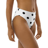 Autumn LeAnn Designs®  | Adult High Waisted Bikini Swim Bottoms, Polka Dots, White & Black