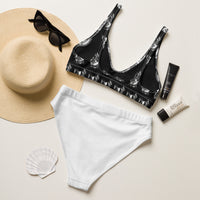 Autumn LeAnn Designs® | Adult High Waisted Bottoms Bikini Set, Boston Terrier, Black & White