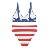 Autumn LeAnn Designs® | Adult High Waisted Bottoms Bikini Set, Stars & Stripes American Flag