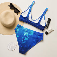 Autumn LeAnn Designs® | Adult High Waisted Bottoms Bikini Set, Water Bubbles, Blue