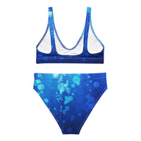 Autumn LeAnn Designs® | Adult High Waisted Bottoms Bikini Set, Water Bubbles, Blue