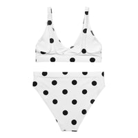 Autumn LeAnn Designs® | Adult High Waisted Bottoms Bikini Set, Polka Dots, White & Black