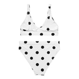 Autumn LeAnn Designs® | Adult High Waisted Bottoms Bikini Set, Polka Dots, White & Black