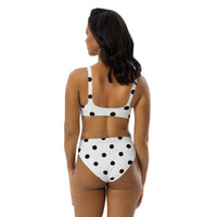 Autumn LeAnn Designs® | Adult High Waisted Bottoms Bikini Set, Polka Dots, White & Black