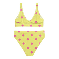 Autumn LeAnn Designs® | Adult High Waisted Bottoms Bikini Set, Polka Dots, Dolly Yellow & Pink