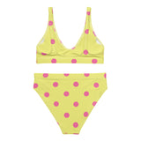 Autumn LeAnn Designs® | Adult High Waisted Bottoms Bikini Set, Polka Dots, Dolly Yellow & Pink