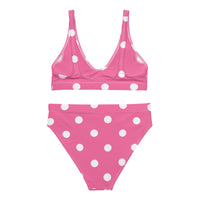 Autumn LeAnn Designs® | Adult High Waisted Bottoms Bikini Set, Polka Dots, Rose Pink & White