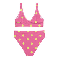Autumn LeAnn Designs® | Adult High Waisted Bottoms Bikini Set, Polka Dots, Rose Pink & Yellow