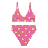 Autumn LeAnn Designs® | Adult High Waisted Bottoms Bikini Set, Polka Dots, Rose Pink & Yellow