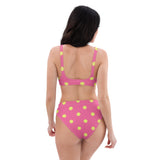 Autumn LeAnn Designs® | Adult High Waisted Bottoms Bikini Set, Polka Dots, Rose Pink & Yellow