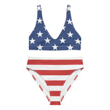 Autumn LeAnn Designs® | Adult High Waisted Bottoms Bikini Set, Stars & Stripes American Flag