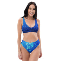 Autumn LeAnn Designs® | Adult High Waisted Bottoms Bikini Set, Water Bubbles, Blue