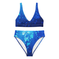 Autumn LeAnn Designs® | Adult High Waisted Bottoms Bikini Set, Water Bubbles, Blue