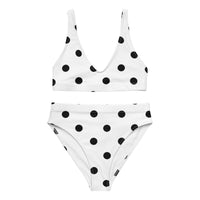 Autumn LeAnn Designs® | Adult High Waisted Bottoms Bikini Set, Polka Dots, White & Black