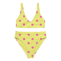 Autumn LeAnn Designs® | Adult High Waisted Bottoms Bikini Set, Polka Dots, Dolly Yellow & Pink