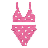 Autumn LeAnn Designs® | Adult High Waisted Bottoms Bikini Set, Polka Dots, Rose Pink & White