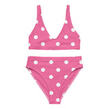 Autumn LeAnn Designs® | Adult High Waisted Bottoms Bikini Set, Polka Dots, Rose Pink & White