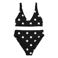 Autumn LeAnn Designs® | Adult High Waisted Bottoms Bikini Set, Polka Dots, Black & White
