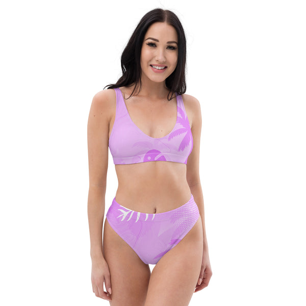 Autumn LeAnn Designs® | Adult High Waisted Bottoms Bikini Set, Palm Tree, Light Lavender