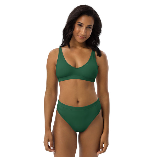 Autumn LeAnn Designs® | Adult High Waisted Bottoms Bikini Set, Deep Green